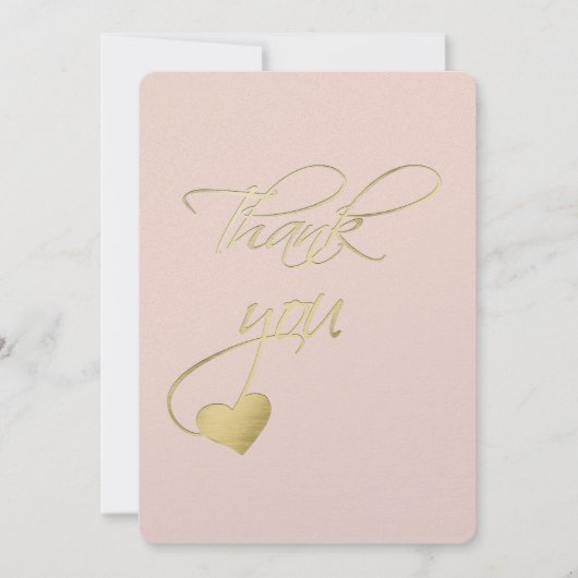 Gold prägeartige Effekt-Kalligraphie-Hochzeit Dankeskarte (Vorderseite)