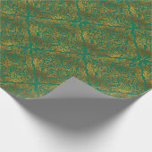 Gold prägeartiges orientalisches Muster auf Grün Geschenkpapier (Ecke)
