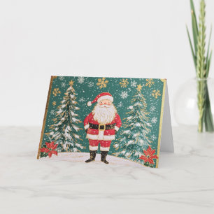 Gold prämierte Santa and Snowflakes Design Karte