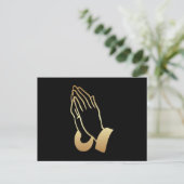 Gold Praying Hands Postkarte (Stehend Vorderseite)