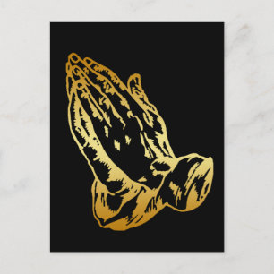 GOLD PRAYING HANDS POSTKARTE