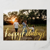 Gold Pressed Handgeschriebene glückliche Feiertage (Vorderseite)