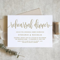 Gold Pretty Calligraphy Rehearsal Dinner
