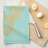 Gold Prickly Cactus Doodle Geschirrtuch (Viertel Falte)