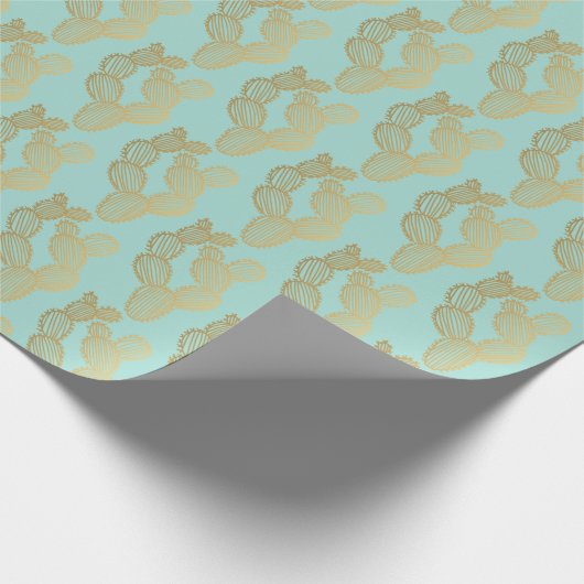 Gold Prickly Cactus Doodle Pattern Geschenkpapier (Ecke)
