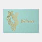 Gold Prickly Cactus Doodle Personalisiert Fußmatte (Vorderseite)