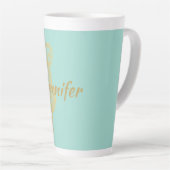 Gold Prickly Cactus Doodle Personalisiert Milchtasse (Rechte Ecke)