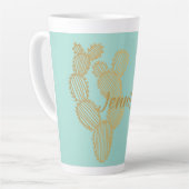 Gold Prickly Cactus Doodle Personalisiert Milchtasse (Linke Ecke)