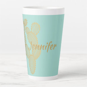 Gold Prickly Cactus Doodle Personalisiert Milchtasse