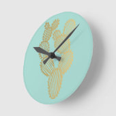 Gold Prickly Cactus Doodle Runde Wanduhr (Winkel)