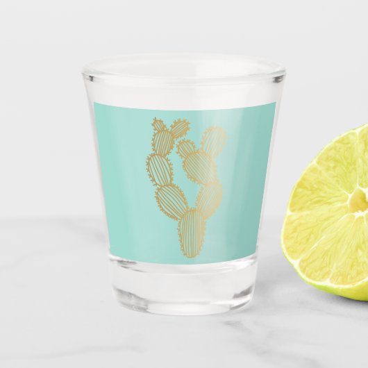 Gold Prickly Cactus Doodle Schnapsglas (Vorderseite)