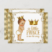 Gold Prince Baby Dusche Einladung (Vorne/Hinten)