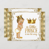 Gold Prince Baby Dusche Einladung (Vorne/Hinten)