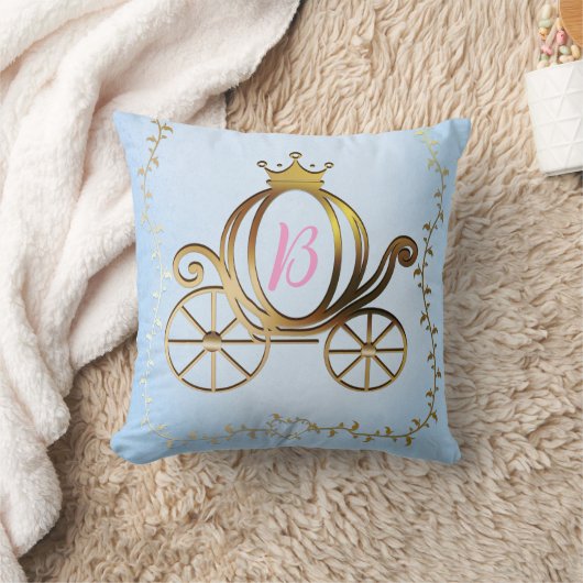 Gold Princess Carriage Blue Storybook Kissen (Decke)