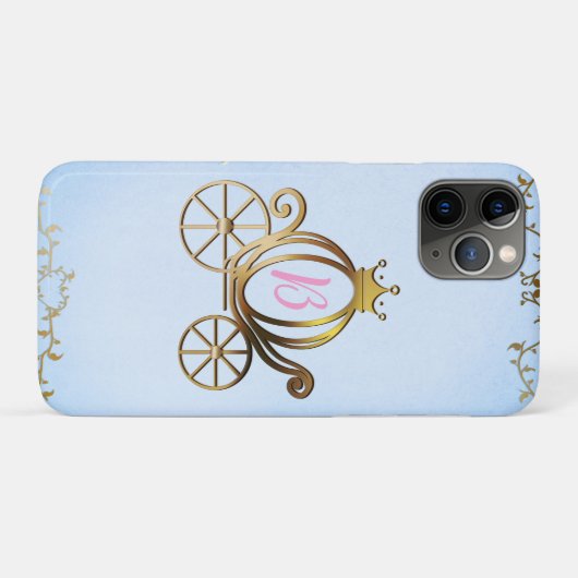 Gold Princess Carriage Blue Storybook Personalisie Case-Mate iPhone Hülle (Rückseite (Horizontal))
