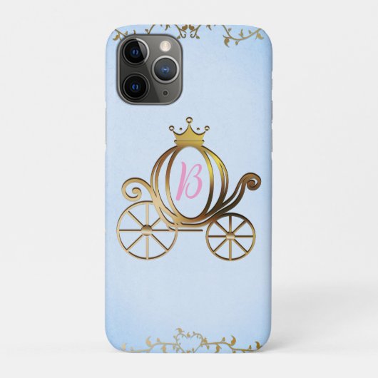 Gold Princess Carriage Blue Storybook Personalisie Case-Mate iPhone Hülle (Rückseite)