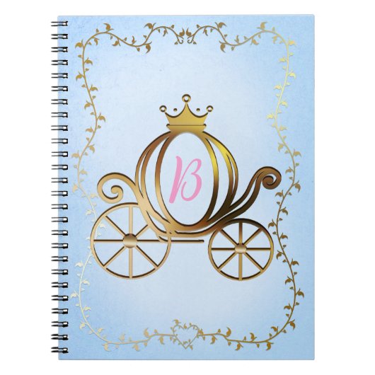 Gold Princess Carriage Blue Storybook Personalisie Notizblock (Vorderseite)