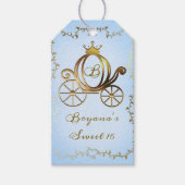 Gold Princess Carriage Blue Storybook Royal Geschenkanhänger (Vorderseite)