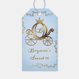 Gold Princess Carriage Blue Storybook Royal Geschenkanhänger