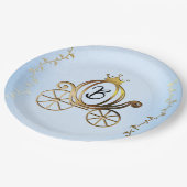 Gold Princess Carriage Blue Storybook Royal Pappteller (Schrägansicht)