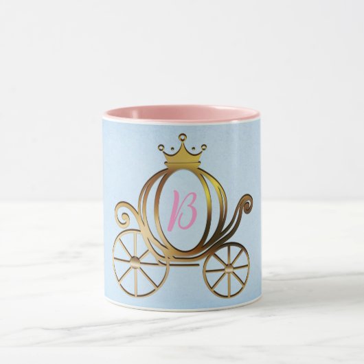 Gold Princess Carriage Blue Storybook Tasse (Zentrum)