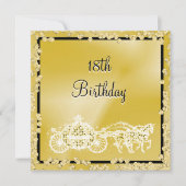 Gold Princess Coach & Horses 18. Geburtstag Einladung (Vorderseite)