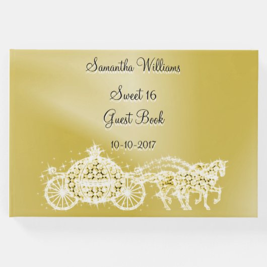 Gold Princess Coach & Pferde Sweet 16 Gästebuch (Vorderseite)