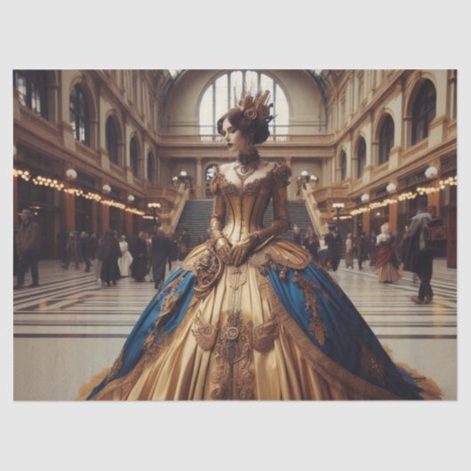 Gold Princess Steampunk Viktorianisch Decoupage Seidenpapier (Vorderseite)