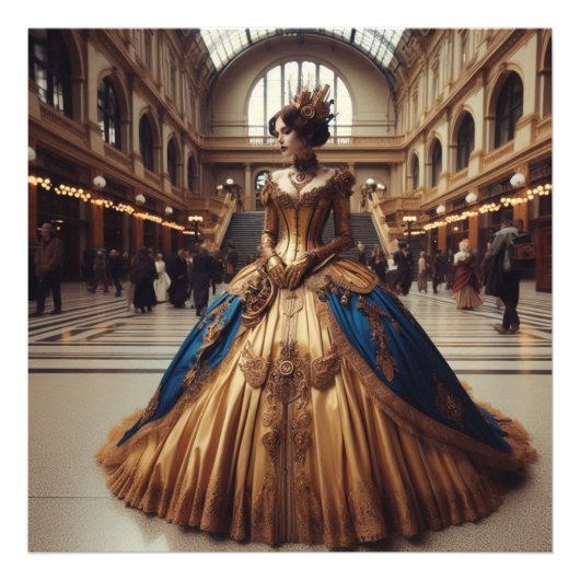 Gold Princess Steampunk Viktorianisch Industrial Fotodruck (Vorne)