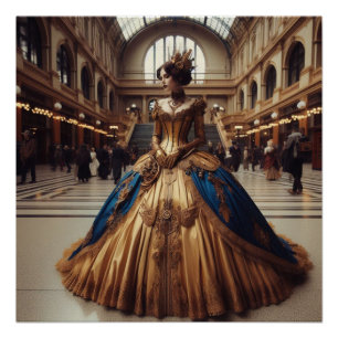 Gold Princess Steampunk Viktorianisch Industrial Poster