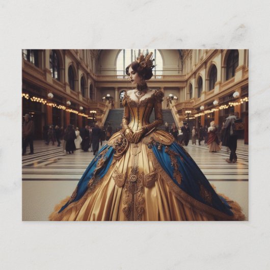 Gold Princess Steampunk Viktorianisch Postkarte (Vorderseite)