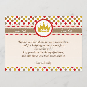 Gold Prinz-Thank You Card Red Dankeskarte