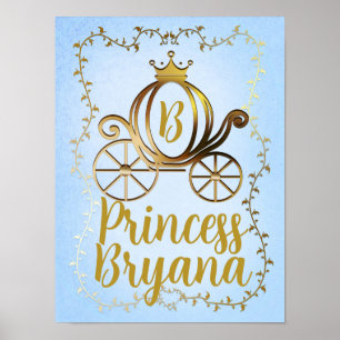 Gold Prinzessin Kutsche Blaue Geschichtebuch Perso Poster