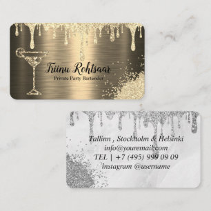 Gold Private Party Barkeeper Business Card Visitenkarte