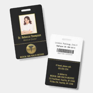 Gold Professional Medical Caduceus Emblem Photo ID Ausweis