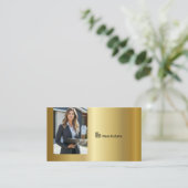 Gold Professional Real Estate Agent Photo QR Code Visitenkarte (Stehend Vorderseite)
