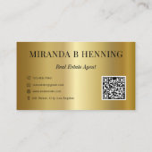 Gold Professional Real Estate Agent Photo QR Code Visitenkarte (Rückseite)