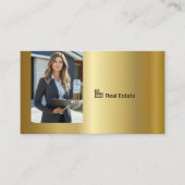 Gold Professional Real Estate Agent Photo QR Code Visitenkarte (Vorderseite)
