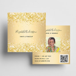 Gold Profile Foto qr Quadratische Visitenkarte