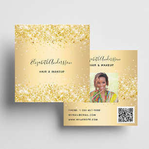 Gold Profile Foto qr Quadratische Visitenkarte