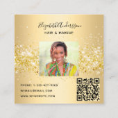 Gold Profile Foto qr Quadratische Visitenkarte (Rückseite)