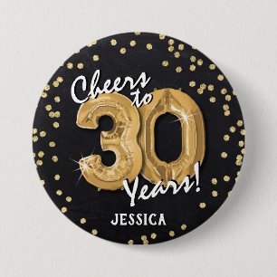Gold Prost zum 30. Geburtstag Button