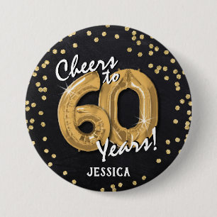 Gold Prost zum 60. Geburtstag Button