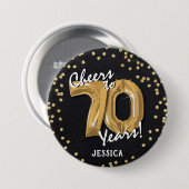 Gold Prost zum 70. Geburtstag Button (Vorne & Hinten)
