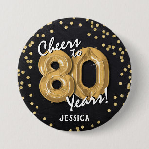 Gold Prost zum 80. Geburtstag Button