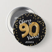 Gold Prost zum 90. Geburtstag Button (Vorne & Hinten)