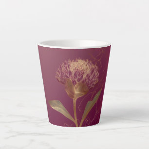 Gold Protea-Blüte Burgund Botanische Linienzeichnu Milchtasse