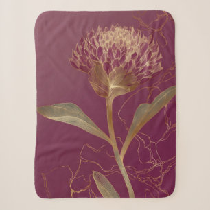 Gold Protea Blüte Burgund Botanische Linienzeichnu Sherpadecke