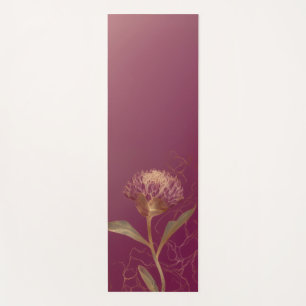 Gold Protea-Blüte Burgund Botanische Linienzeichnu Yogamatte