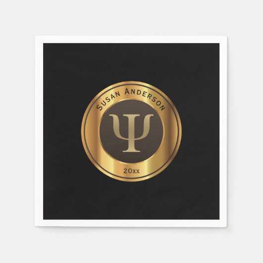 Gold Psi Symbol - Psychologe Abschluss Napkins Serviette (Vorderseite)